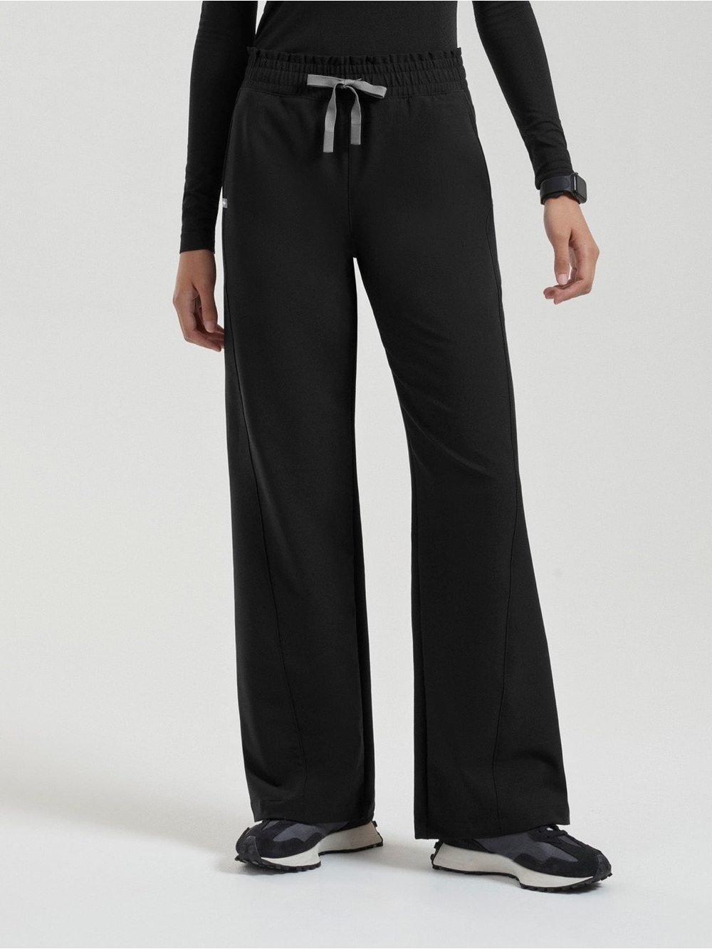 Figs Mina High Rise Wide Leg Scrub Pants Medium Tall Black M/T